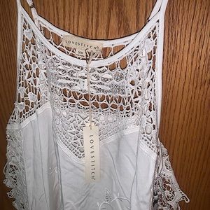 Love stitch lace tank